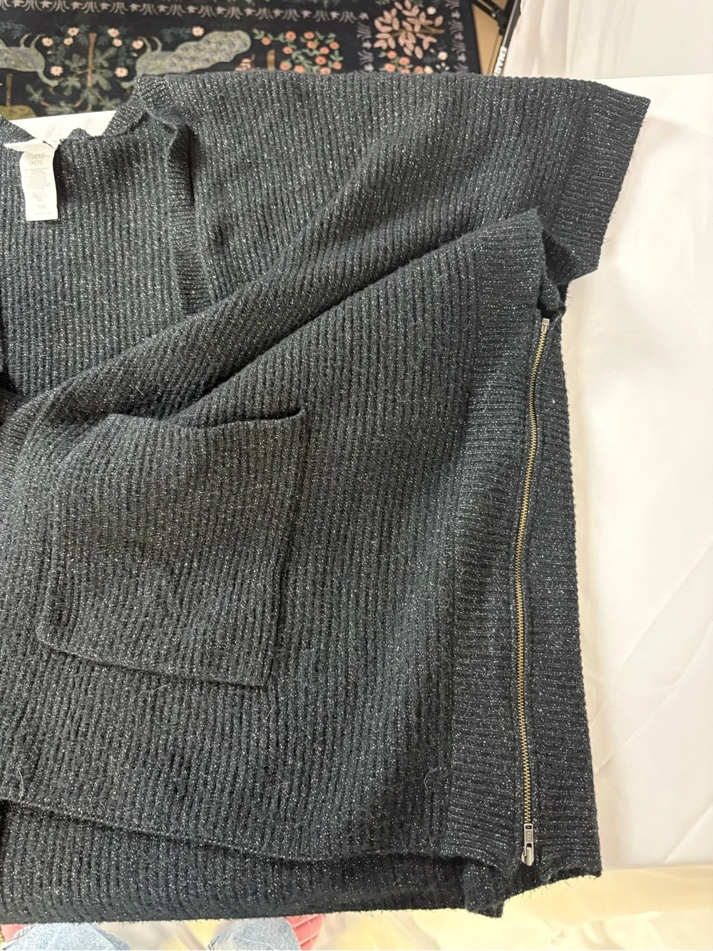 CAbi Black Open-Front Pocketed Knit Shrug